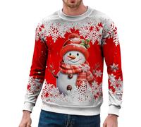 Sudadera de Navidad para hombre, diseño divertido de muñeco de nieve | Sudaderas clásicas feas de Navidad para hombre, para senderismo, manga larga, con estampado de Papá Noel, ropa deportiva