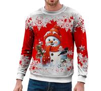 Sudadera de Navidad para hombre divertida suéter de Navidad para hombre con muñeco de nieve motivos navideños casual Merry Christmas Sweater Casual Navidad Disfraz de Navidad Camiseta, O rojo., XL