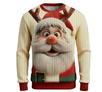 Sudadera de Navidad para hombre, forro polar, diseño de renos | Suéter feo de Navidad para hombre y hombre, cuello redondo, diseño de muñeco de nieve, ropa deportiva