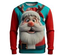 Sudadera de Navidad para hombre, forro polar, diseño de renos | Suéter feo de Navidad para hombre y hombre, cuello redondo, diseño de muñeco de nieve, ropa deportiva
