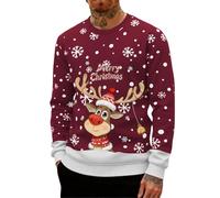 Sudadera de Navidad para hombre, ligera, con patrón de muñeco de nieve | Sudaderas de Navidad de forro polar para hombre, otoño, manga larga, con estampado de renos, ropa deportiva