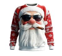 Sudadera de Navidad para hombre, ligera, con patrón de renos | Sudadera divertida de Navidad para hombre, para senderismo, cuello redondo, estampado de Papá Noel, ropa deportiva