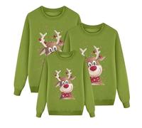 Sudadera de Navidad para la Familia a Juego, Conjunto de Jerseys con Temática de Santa Claus y Renos, Divertido y Cálido para Padres e Hijos 03