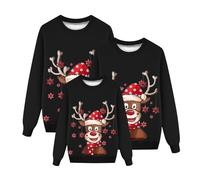 Sudadera de Navidad para la Familia a Juego, Conjunto de Jerseys con Temática de Santa Claus y Renos, Divertido y Cálido para Padres e Hijos 02