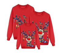 Sudadera de Navidad para la Familia a Juego, Conjunto de Jerseys con Temática de Santa Claus y Renos, Divertido y Cálido para Padres e Hijos 02