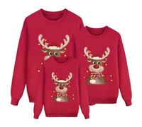 Sudadera de Navidad para la Familia a Juego, Conjunto de Jerseys con Temática de Santa Claus y Renos, Divertido y Cálido para Padres e Hijos 02