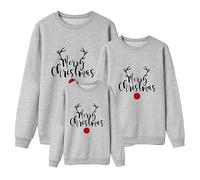 Sudadera de Navidad para la Familia a Juego, Conjunto de Jerseys con Temática de Santa Claus y Renos, Divertido y Cálido para Padres e Hijos 03