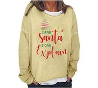 Sudadera de Navidad para mujer, de manga larga, cuello redondo, con texto en inglés "Dear Santa I Can Explique", sudadera con capucha, informal, disfraz de fiesta para interiores y exteriores, regalos