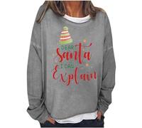 Sudadera de Navidad para mujer, de manga larga, cuello redondo, con texto en inglés "Dear Santa I Can Explique", sudadera con capucha, informal, disfraz de fiesta para interiores y exteriores, regalos
