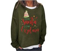 Sudadera de Navidad para mujer, de manga larga, cuello redondo, con texto en inglés "Dear Santa I Can Explique", sudadera con capucha, informal, disfraz de fiesta para interiores y exteriores, regalos
