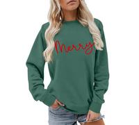 Sudadera de Navidad para mujer, divertida sudadera de Navidad con estampado de letras felices, sudadera de gran tamaño, cuello redondo, suéter festivo de Navidad, suéteres de vacaciones, atuendo de