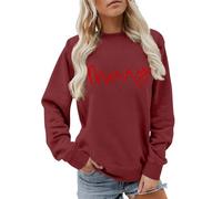 Sudadera de Navidad para mujer, divertida sudadera de Navidad con estampado de letras felices, sudadera de gran tamaño, cuello redondo, suéter festivo de Navidad, suéteres de vacaciones, atuendo de