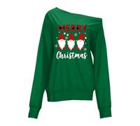 Sudadera de Navidad para mujer, manga larga, jersey de Navidad para mujer, algodón, suéter de Navidad con motivos navideños, cómodo Merry Christmas Fun traje de Navidad