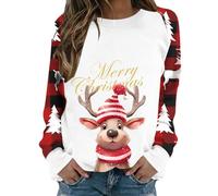 Sudadera de Navidad para mujer sin capucha, suéter de Navidad para mujer, algodón, suéter de Navidad, suéter Ugly con motivos navideños, suave, Merry Christmas Fun Traje de Navidad