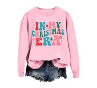 Sudadera de Navidad para mujer, sudadera de gran tamaño con texto en inglés "In My Christmas", bonita camisa gráfica retro para mujer, cuello redondo, para amantes de la Navidad, disfraz de fiesta