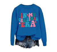 Sudadera de Navidad para mujer, sudadera de gran tamaño con texto en inglés "In My Christmas", bonita camisa gráfica retro para mujer, cuello redondo, para amantes de la Navidad, disfraz de fiesta