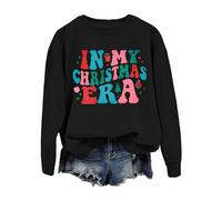 Sudadera de Navidad para mujer, sudadera de gran tamaño con texto en inglés "In My Christmas", bonita camisa gráfica retro para mujer, cuello redondo, para amantes de la Navidad, disfraz de fiesta