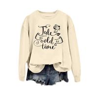 Sudadera de Navidad para mujer, suéter de gran tamaño, con texto en inglés "Tale As Old As Time" con estampado de árbol de Navidad, sudadera con capucha, disfraz casual de fiesta para interiores y