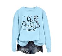 Sudadera de Navidad para mujer, suéter de gran tamaño, con texto en inglés "Tale As Old As Time" con estampado de árbol de Navidad, sudadera con capucha, disfraz casual de fiesta para interiores y