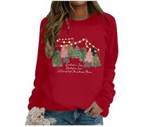 Sudadera de Navidad para mujer, tallas grandes, suéter de Navidad para mujer, suéter de Navidad Ugly con motivos navideños cómodo Merry Christmas Fun traje de Navidad Navidad Tops