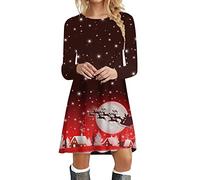 Sudadera de Navidad para mujer, vestido con estampado 3D, elegante, vestido largo, vestido de fiesta, vestido de Navidad, vestido informal, vestido de Navidad, rojo, XL