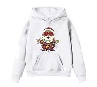 Sudadera de Navidad para niños con capucha de Navidad para niños con diseño de padre con gafas de sol en forma de corazón (White, 12-13 años)