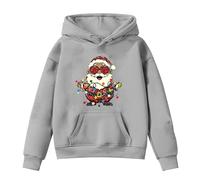 Sudadera de Navidad para niños con capucha de Navidad para niños con diseño de padre con gafas de sol en forma de corazón (Grey,13-14 años)