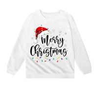 Sudadera de Navidad para niños y niñas, con cuello redondo, de Papá Noel, a la moda, novedosa, para niñas, jersey vintage con estampado de tractor, blanco, 9-10 años
