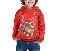 Sudadera De Navidad Sudadera Con Capucha Forrado Polar Con Patrón Reno Chico Fiestas Reuniones Diario Salidas Famosas