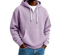 Sudadera de pana con media cremallera para hombre, media cremallera, casual, sencilla, de manga larga, para invierno y otoño, para deportes al aire libre, Violeta claro., S