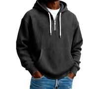 Sudadera de pana con media cremallera para hombre, media cremallera, casual, sencilla, de manga larga, para invierno y otoño, para deportes al aire libre, Negro, 3XL