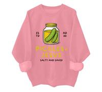 Sudadera de pepinillos y Jesús, divertida camiseta unisex de pepinillos cristianos y Jesús salado y salvado, rosa, XXL