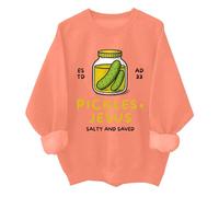 Sudadera de pepinillos y Jesús, divertida camiseta unisex de pepinillos cristianos y Jesús salado y salvado, naranja, XXL