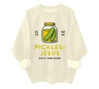Sudadera de pepinillos y Jesús, divertida camiseta unisex de pepinillos cristianos y Jesús salado y salvado, Khika, XL