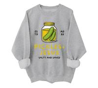 Sudadera de pepinillos y Jesús, divertida camiseta unisex de pepinillos cristianos y Jesús salado y salvado, gris, L