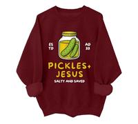 Sudadera de pepinillos y Jesús, divertida camiseta unisex de pepinillos cristianos y Jesús salado y salvado, Burdeos, S