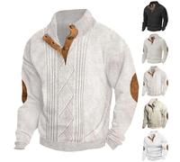Sudadera de punto con capucha para hombre y hombre, cuello de botón, suave al tacto, suéter henley, suéter jacquard de manga larga, suéter cálido para otoño, cuello alto, suéter de invierno, suéter