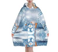 Sudadera de sherpa para mujer, diseño de muñeco de nieve trabajadora, cálida, acogedora, de gran tamaño, con bolsillo, para adultos