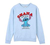 Sudadera de Stitch - Color Azul Claro - Talla XL - Elaborado con Algodón y Poliéster de 240 gsm - Estampado con el Logo de Stitch y la Frase Ohana Means Family - Producto Original Diseñado en España