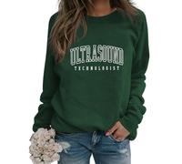Sudadera de tecnología de ultrasonido, Camisa de ecografía, Camiseta para Estudiante de sonografía, Cuello Redondo, sin Botones, para Mujer