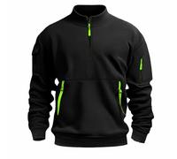 Sudadera de trabajo con media cremallera para hombre, sudadera deportiva de manga larga, sudaderas casuales a la moda, sudaderas de forro polar, con capucha, para gimnasio, esquí, Negro, 5X-Large