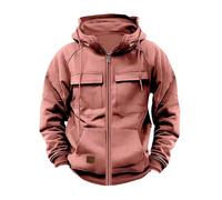Sudadera de trabajo genérica para hombre holgada - Sudadera de carga para hombre con múltiples bolsillos con capucha casual sudadera de chándal confort ropa exterior color sólido, rosa, 3XL