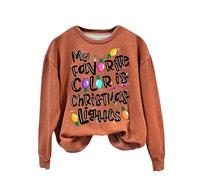 Sudadera de vestir de Navidad para mujer 2025 My Favorite Color Is Christmas Lights Print Festive Outfit Sudadera de felpa Casual Disfraz de fiesta para interiores y exteriores Regalos de Navidad