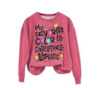 Sudadera de vestir de Navidad para mujer 2025 My Favorite Color Is Christmas Lights Print Festive Outfit Sudadera de felpa Casual Disfraz de fiesta para interiores y exteriores Regalos de Navidad, hot