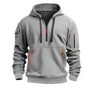Sudadera deportiva con capucha para hombre, para primavera y otoño e invierno, manga larga, con capucha de pana, color sólido, media cremallera, con parche, sudadera casual holgada, chaqueta para