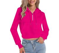 Sudadera deportiva de manga larga con cuello de cremallera para mujer, talla L, hot pink, XXL