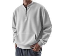 Sudadera deportiva ligera de manga larga con cuello alto y cremallera para hombre, con bolsillos, sudadera suave con capucha para hombre, Ceniciento claro, XL
