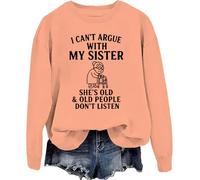 Sudadera divertida con texto en inglés "I Can't Argue With My Sister", Naranja-y1, L