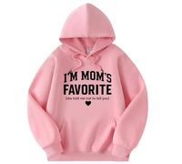 Sudadera divertida con texto en inglés «I'm Mom's Favorite Funny Hoodie She Told Me Not to Tell You Long Sleeve Top for Women, 07, L