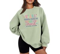 Sudadera divertida para profesora para mujer, con texto en inglés "Y'all Gonna Make Me Loose My Mind", camiseta gráfica Humor Teach Life, suéter para otoño e invierno, verde oliva, L